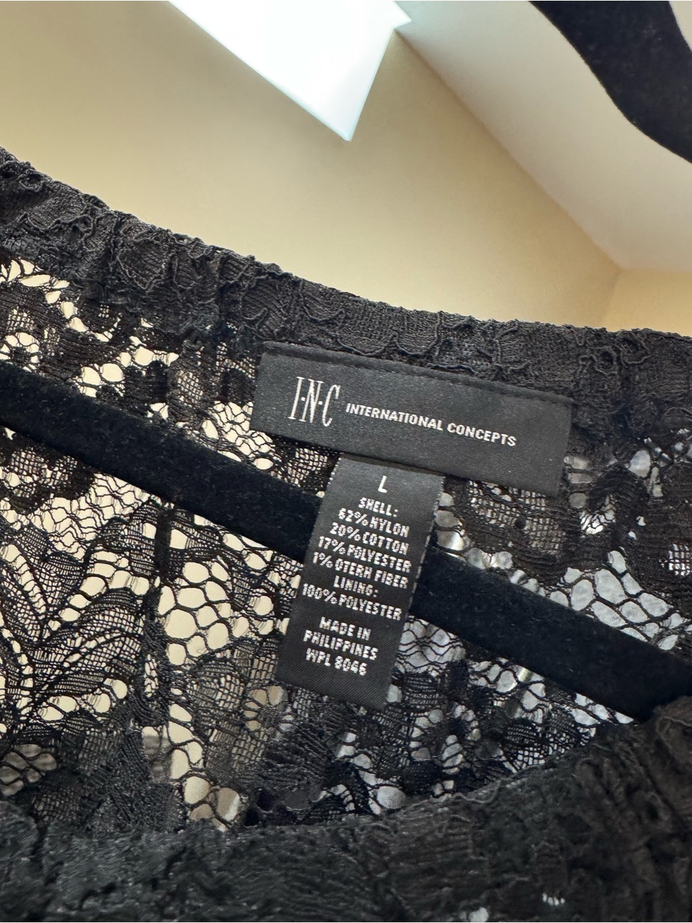 Black Lace Blouse with Cream Floral Overlay - Picture 2 of 4